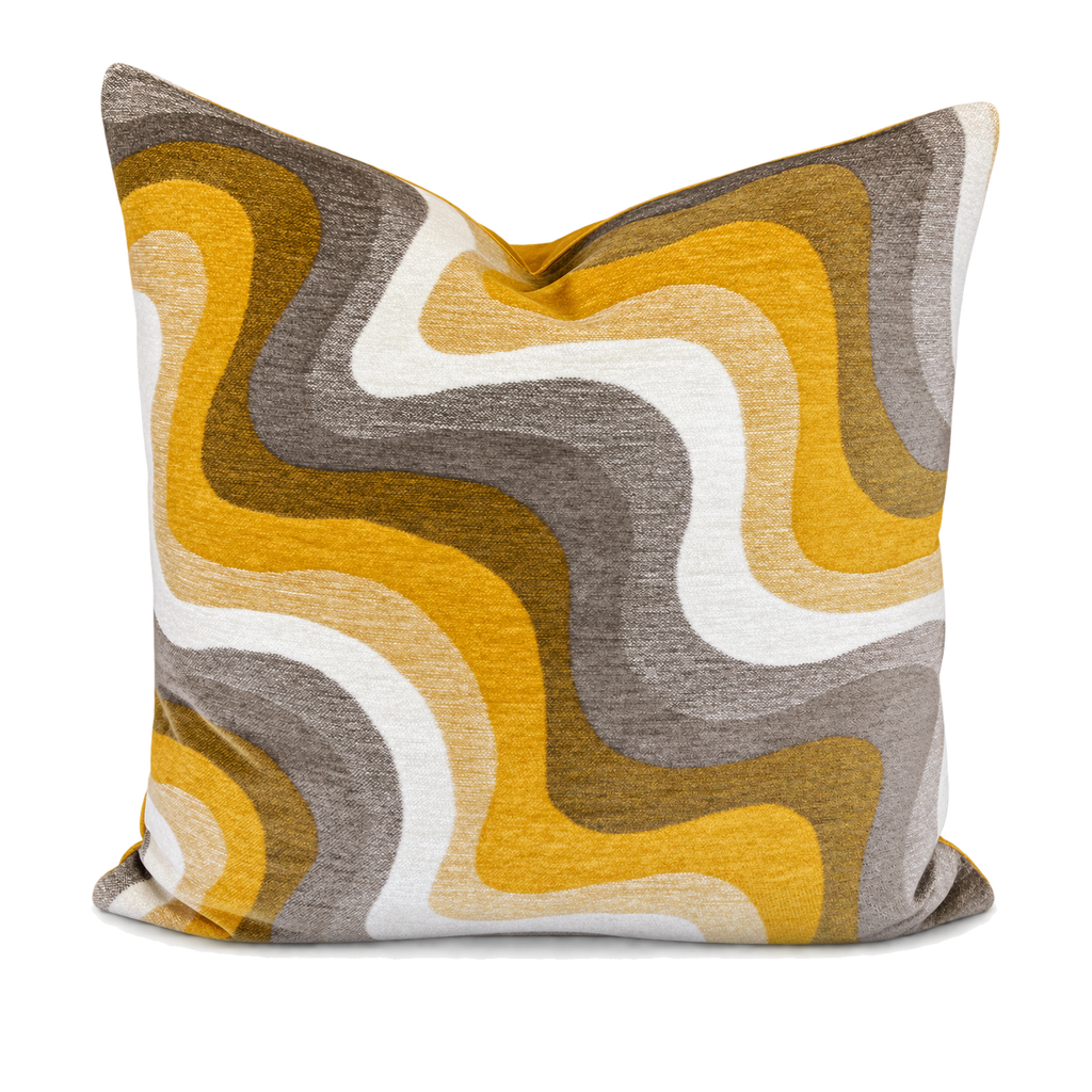 Saffron Swirl – 24" × 24" Luxury Square Pillow