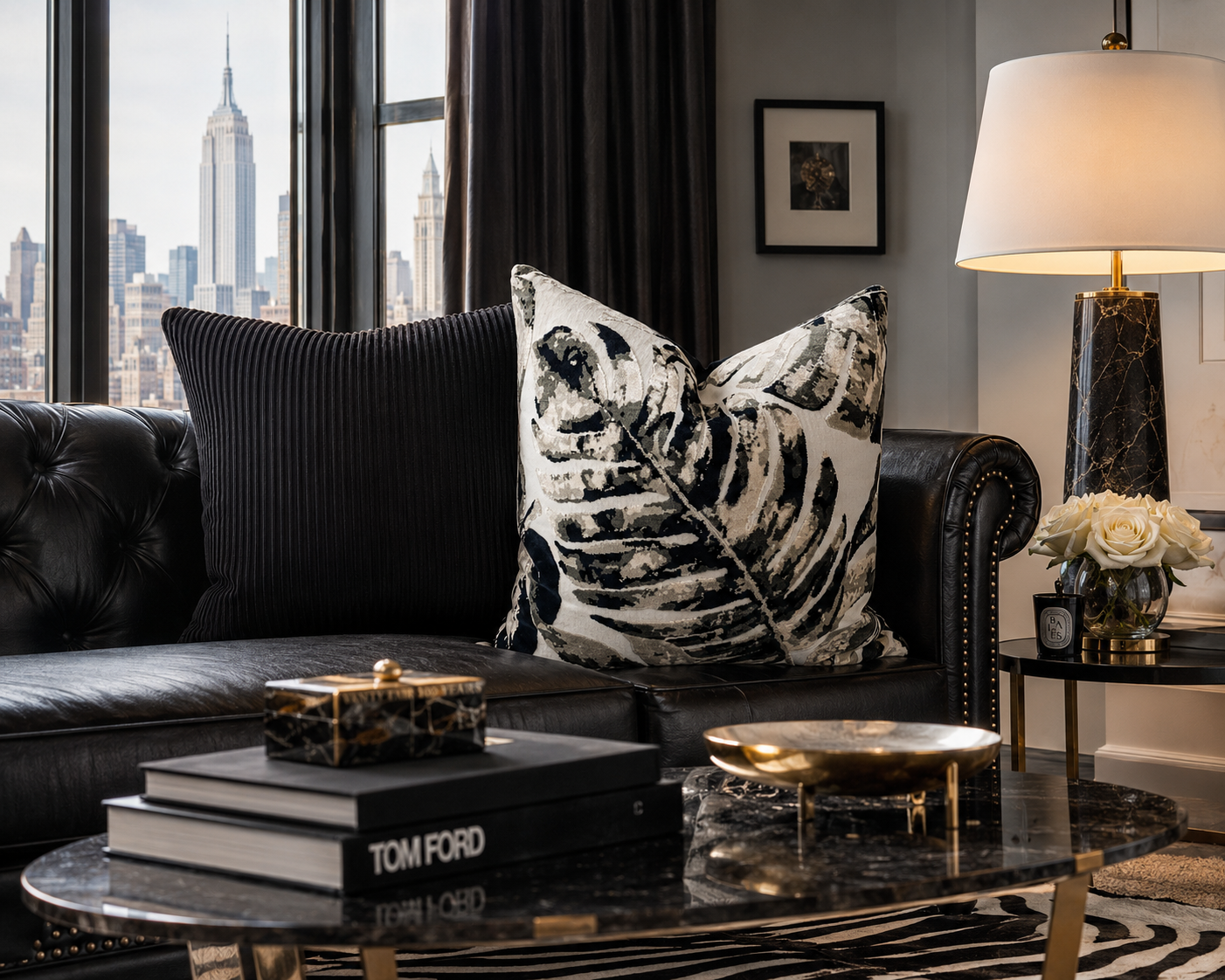 Luxury Pillow – 24" × 24" – Massala Onyx