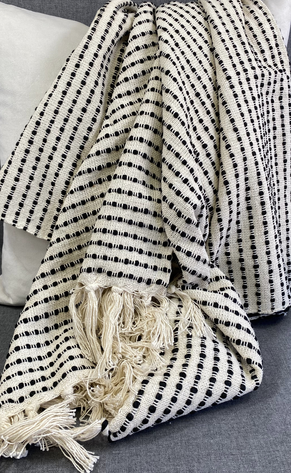 Luxury Throw – 50" × 60" – Cream/Black Stripe Woven Throw