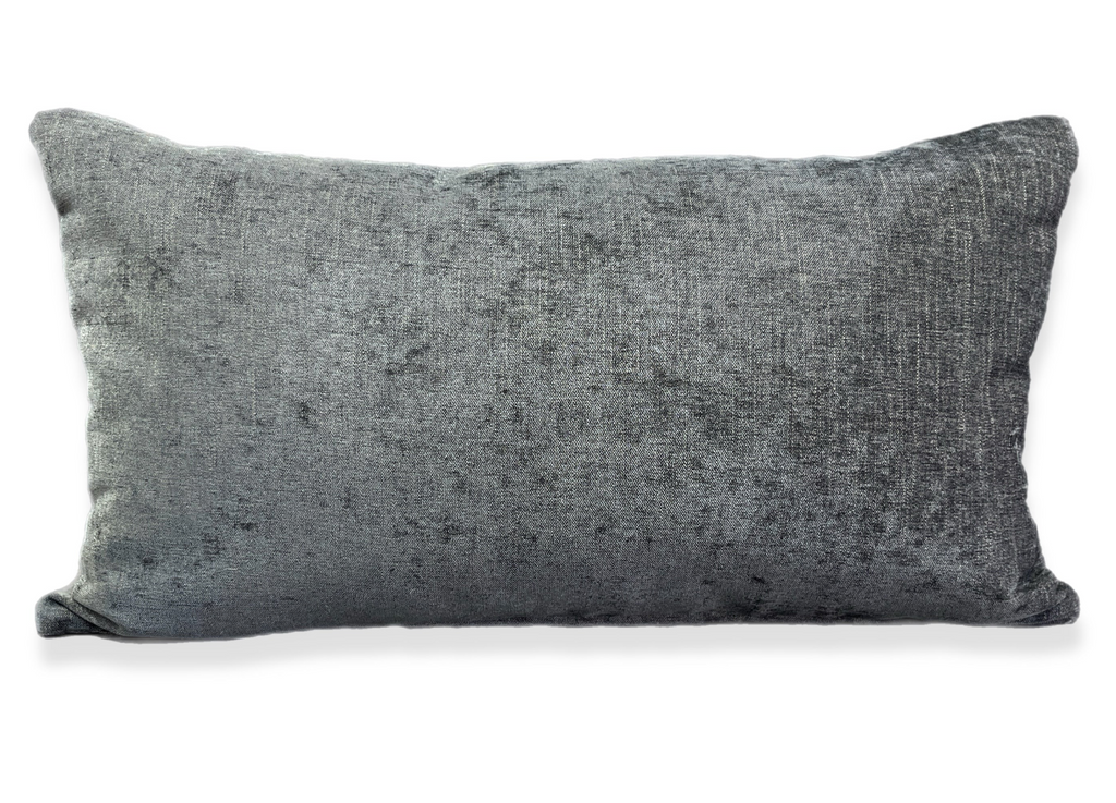 Luxury Lumbar Pillow – 24" × 14" – Steel Gray