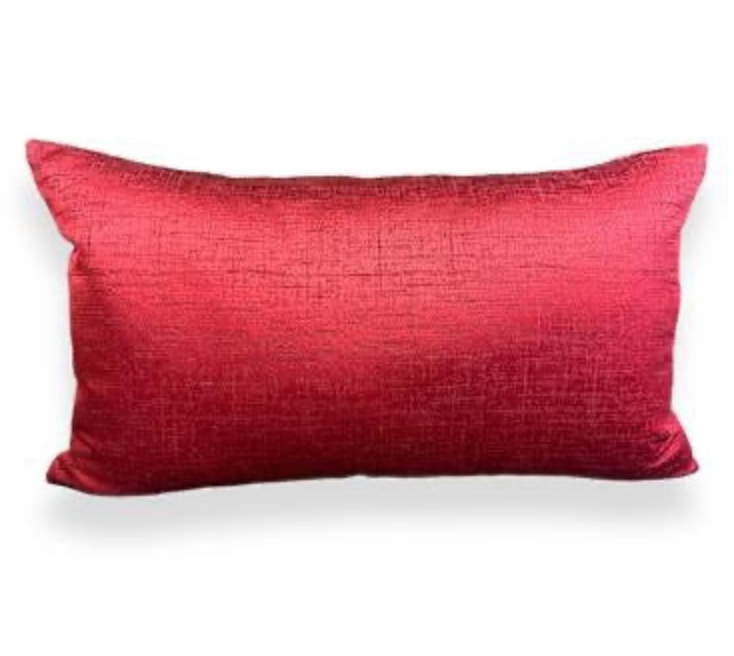 Luxury Lumbar Pillow – 24" × 14" – Festive Red