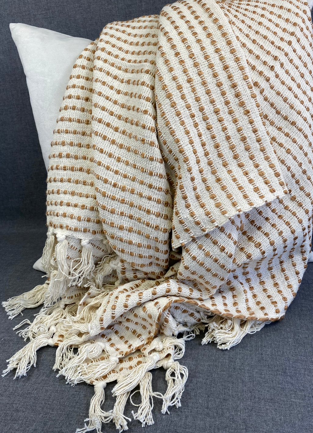 Luxury Throw – 50" × 60" – Cream Honey Stripe Woven