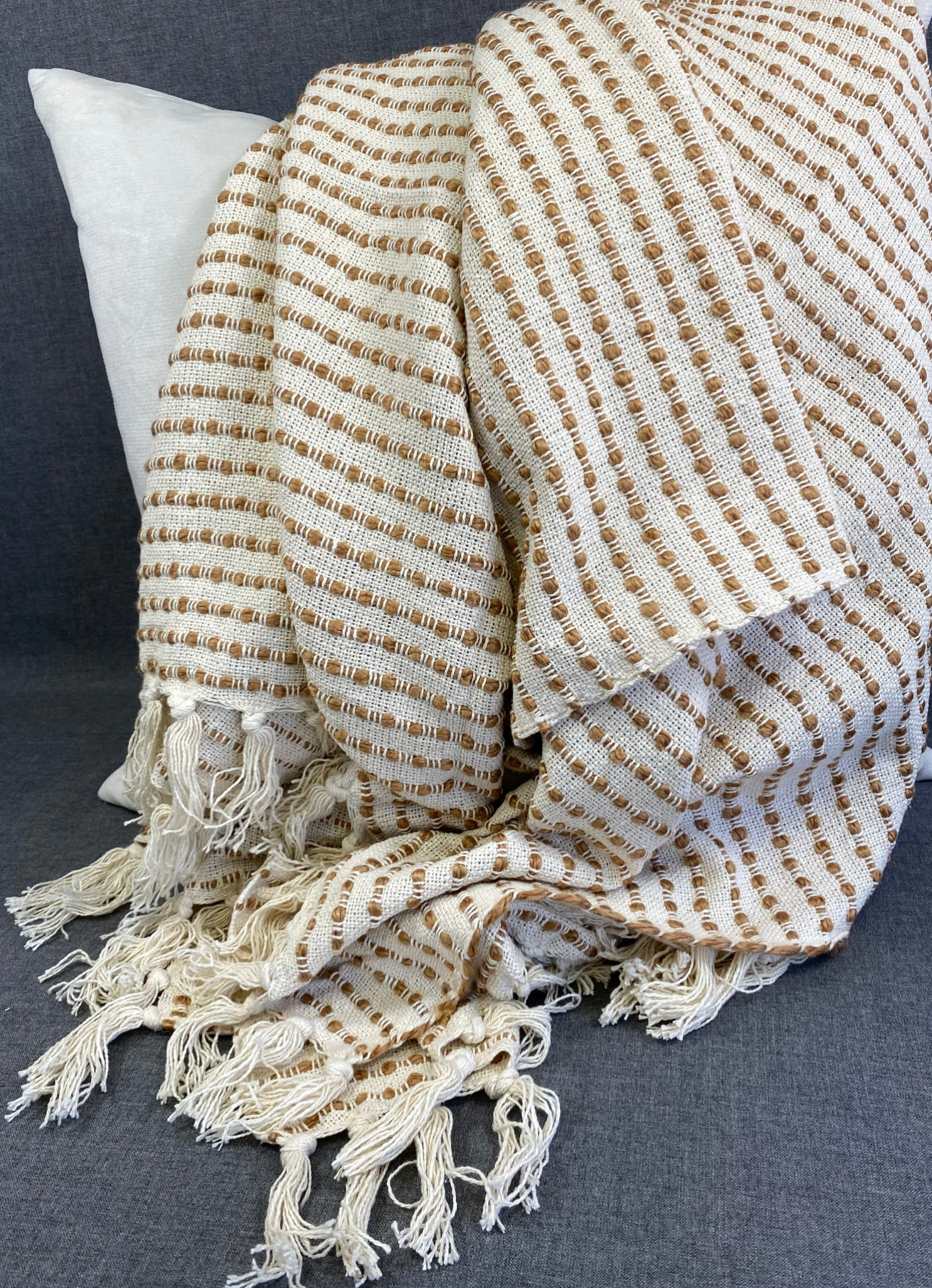 Luxury Throw – 50" × 60" – Cream Honey Stripe Woven