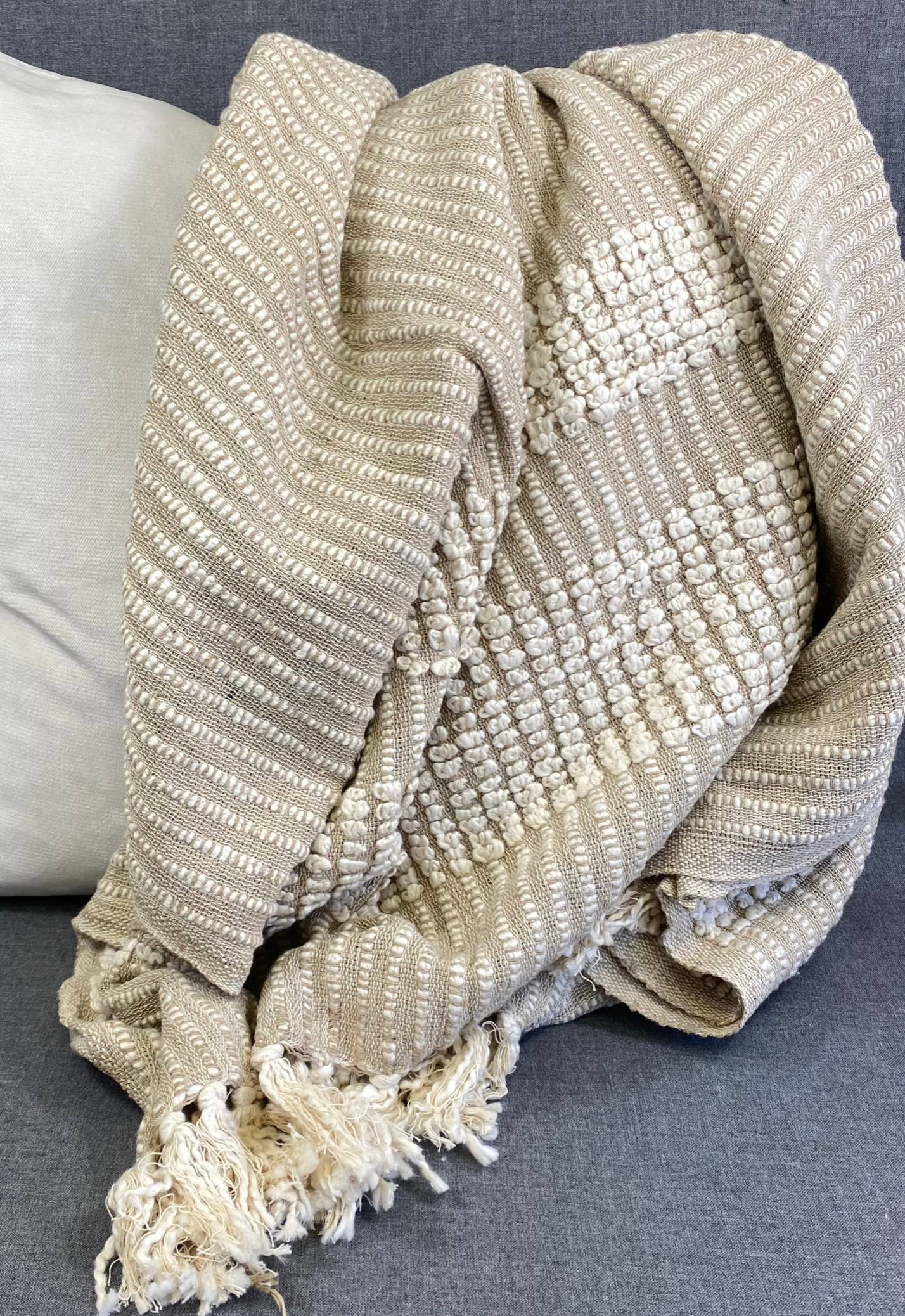 Luxury Throw – 50" × 60" – Woven Stripe Natural Throw