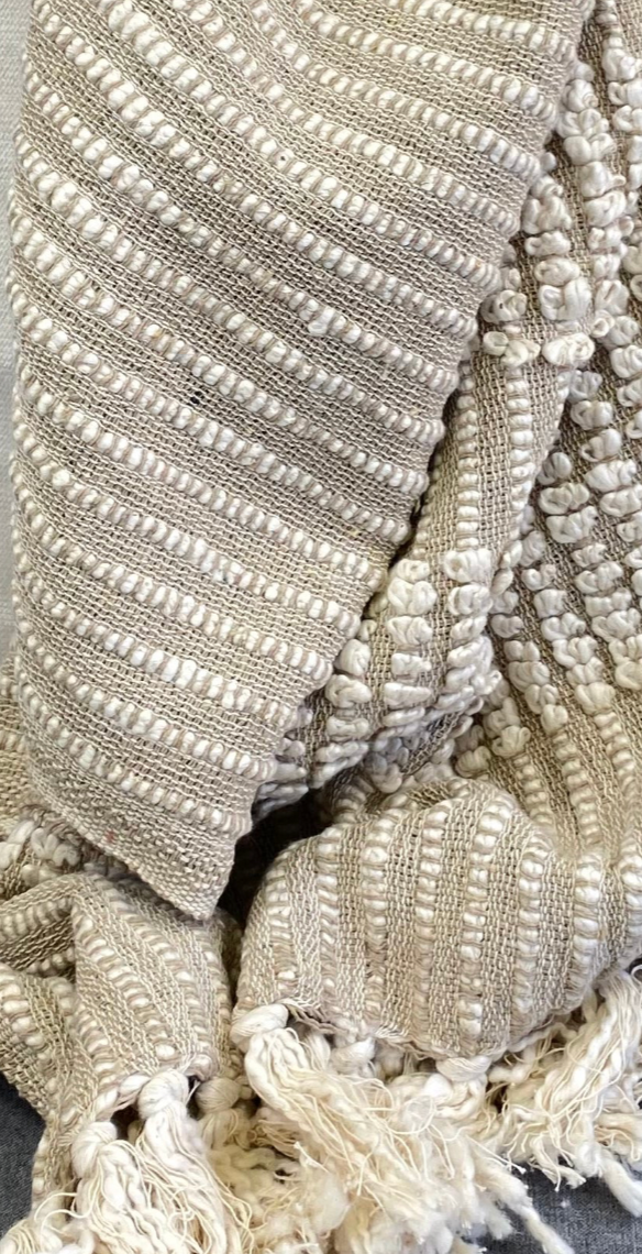 Luxury Throw – 50" × 60" – Woven Stripe Natural Throw