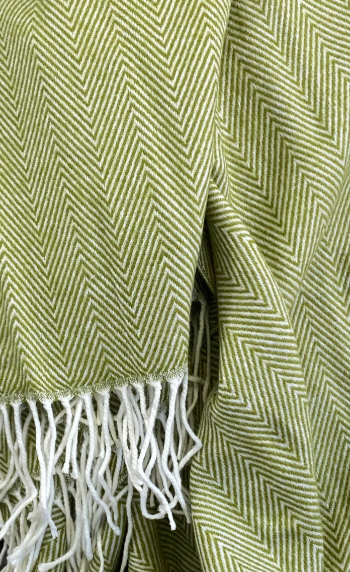 Luxury Throw – 50" × 60" – Herringbone Grass
