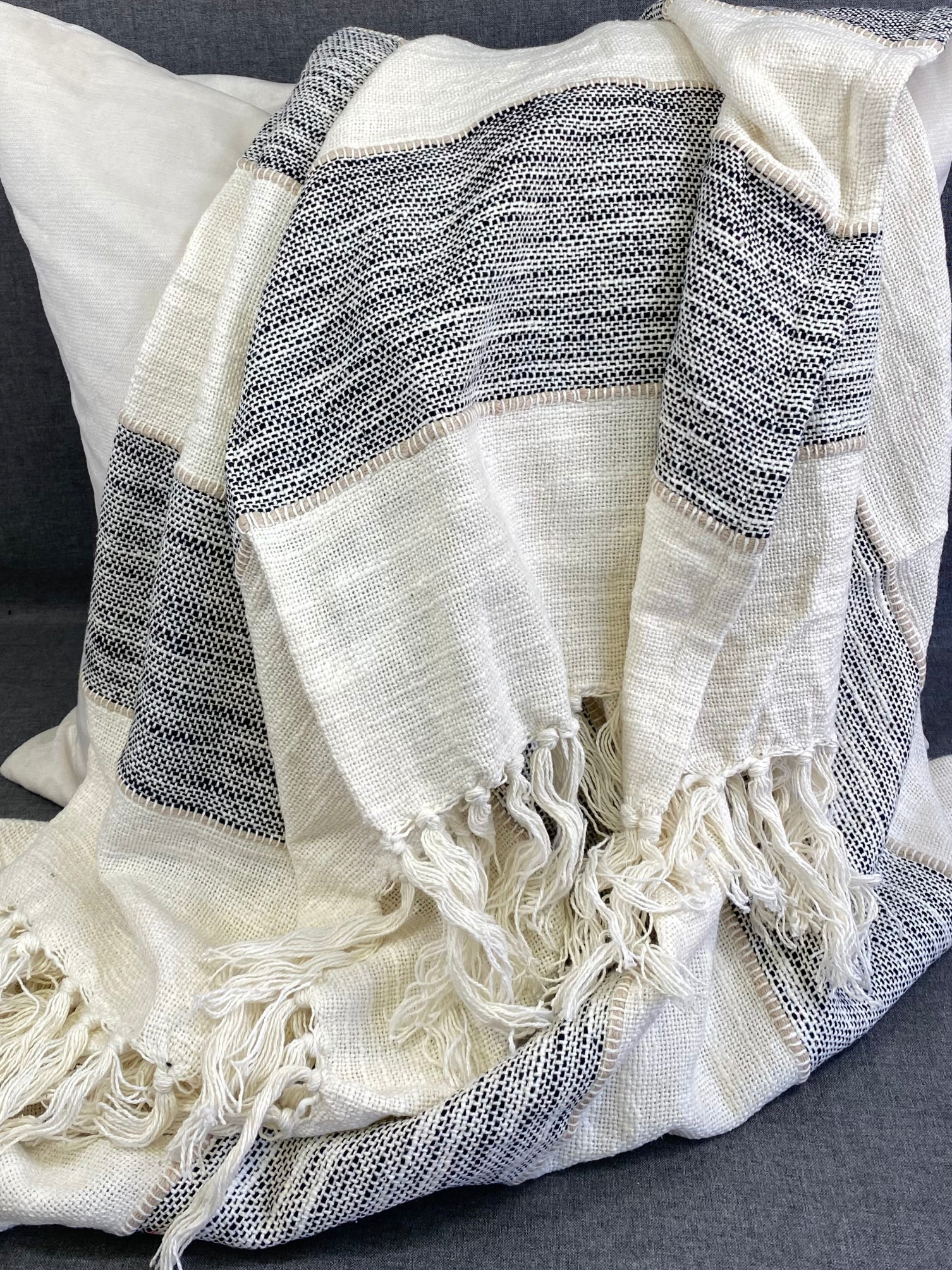 Luxury Throw – 50" × 60" – Striped Throw Black