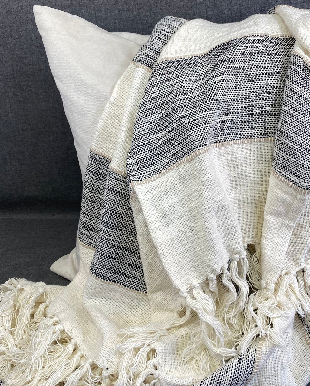 Luxury Throw – 50" × 60" – Striped Throw Black
