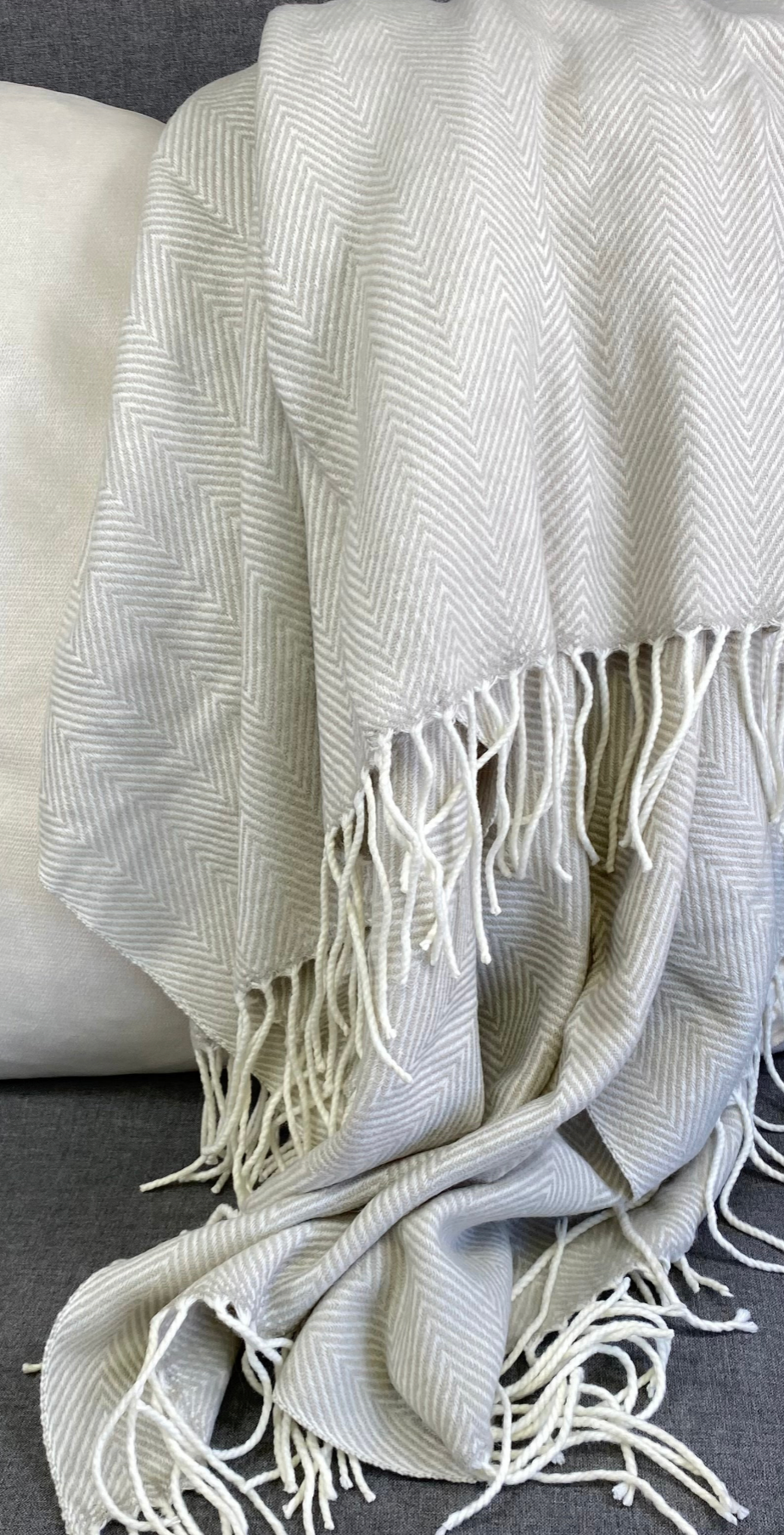 Luxury Throw – 50" × 60" – Herringbone Grey Throw