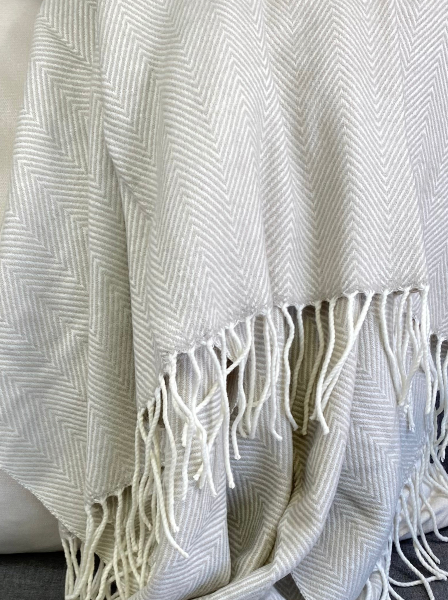 Luxury Throw – 50" × 60" – Herringbone Grey Throw