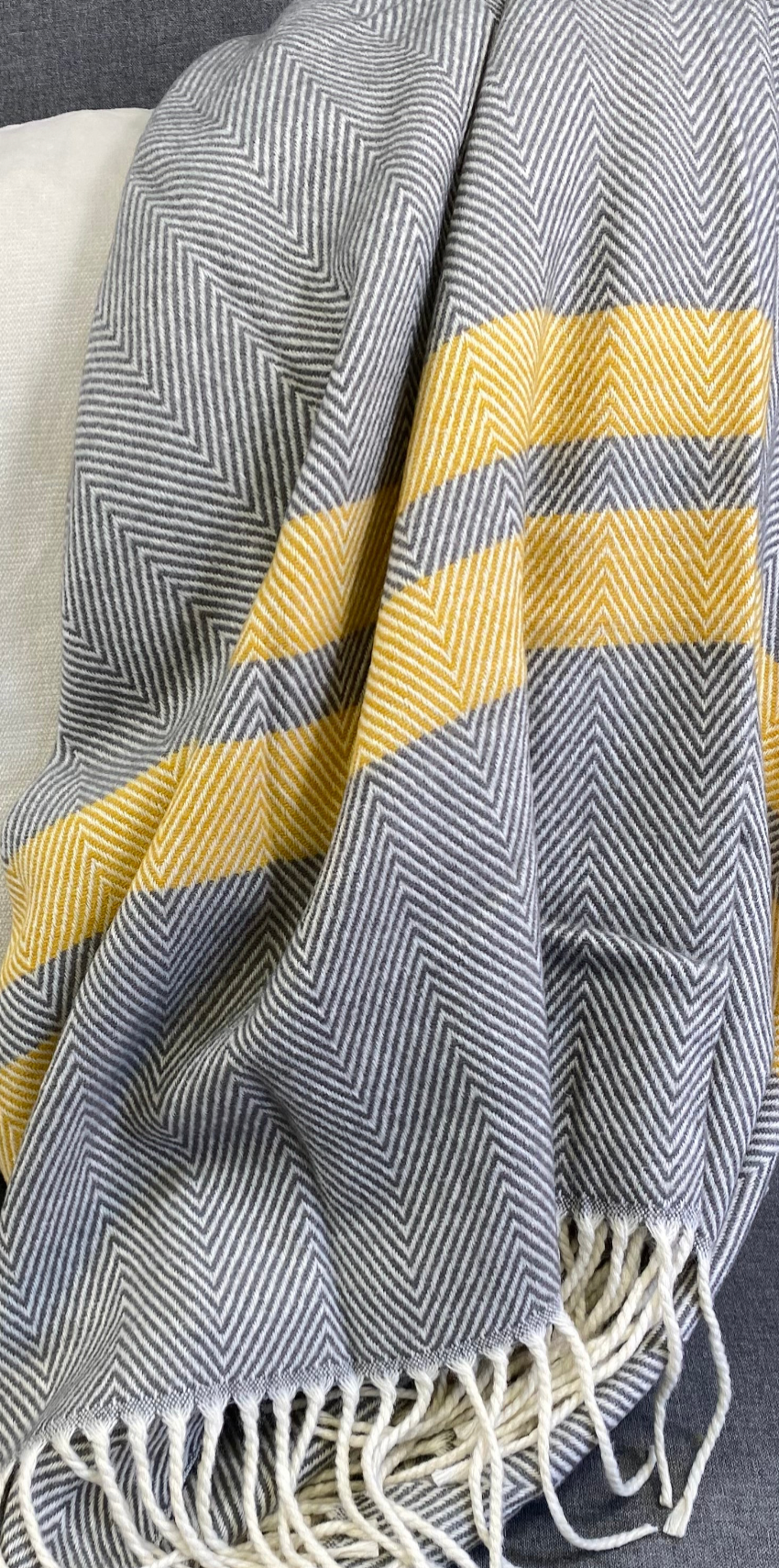 Luxury Throw – 50" × 60" – Striped Herringbone Grey Throw