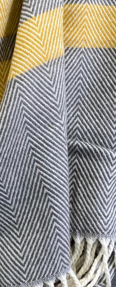 Luxury Throw – 50" × 60" – Striped Herringbone Grey Throw