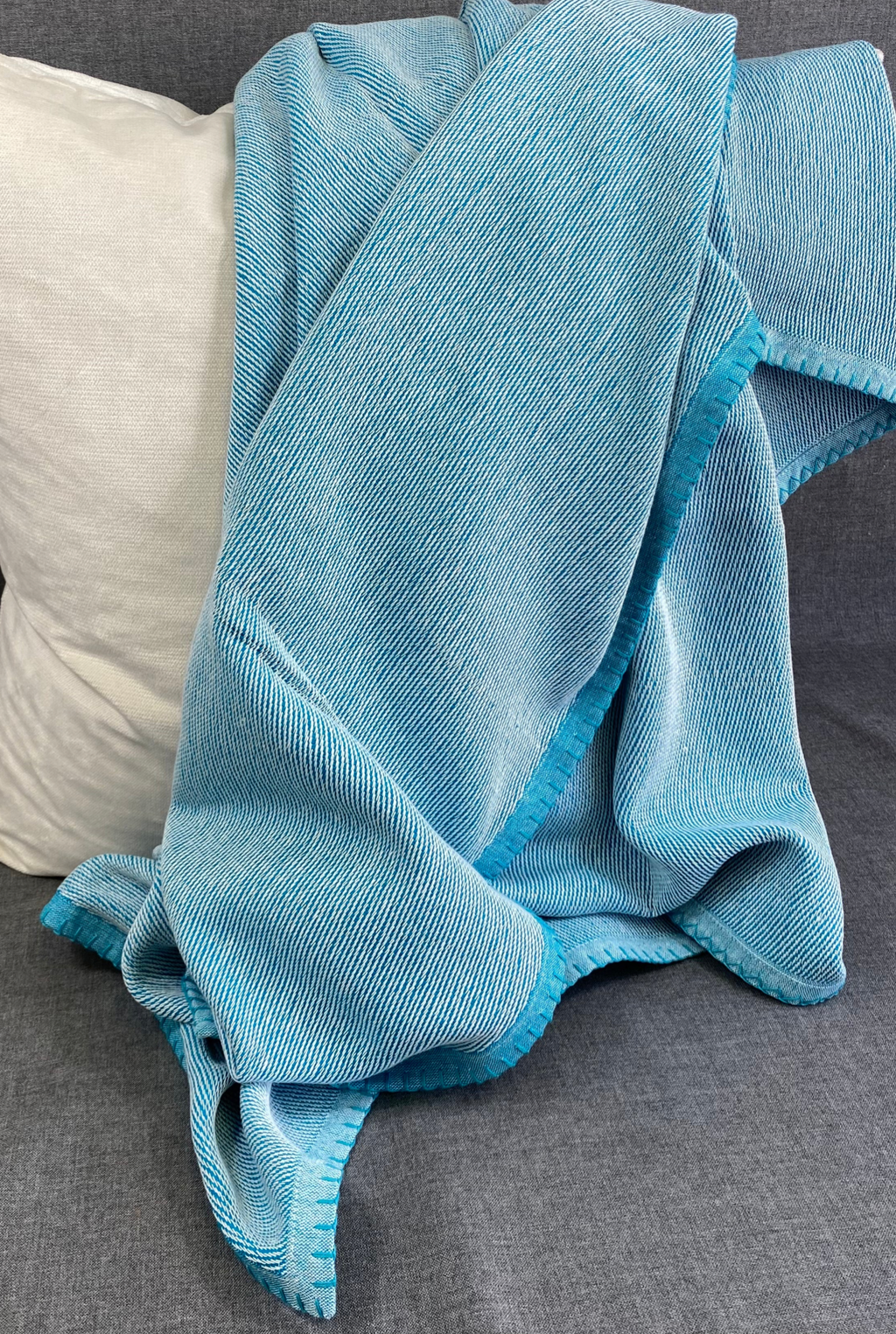 Luxury Throw – 50" × 60" – Whipstitch Aqua