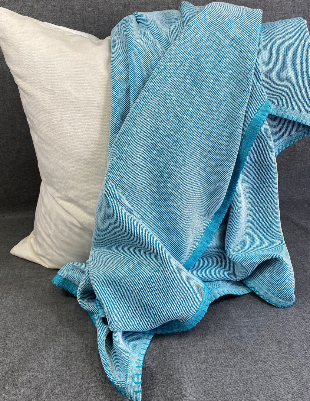 Luxury Throw – 50" × 60" – Whipstitch Aqua