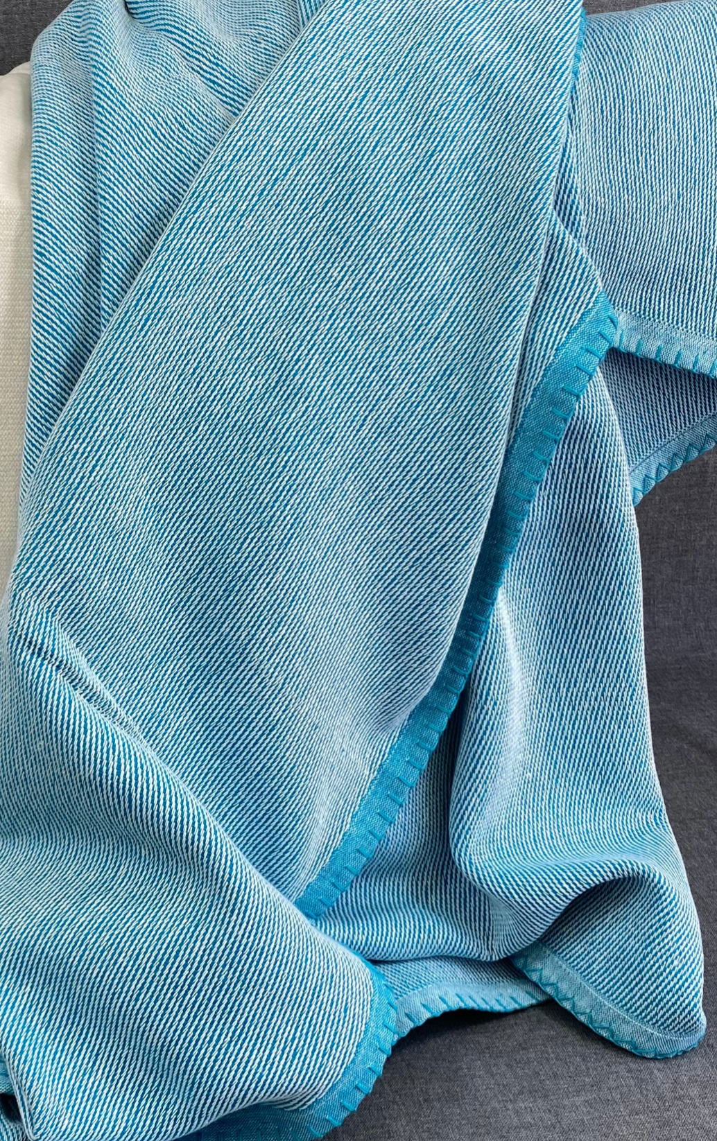 Luxury Throw – 50" × 60" – Whipstitch Aqua