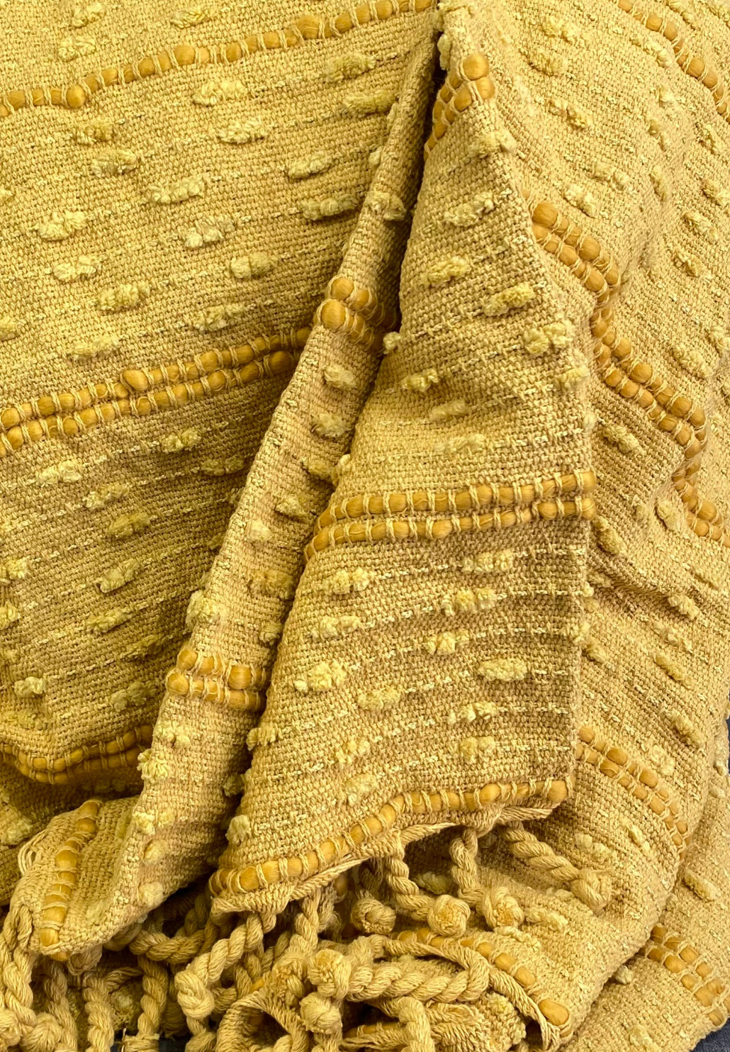 Luxury Throw – 50" × 60" – Woven Stripe Mustard