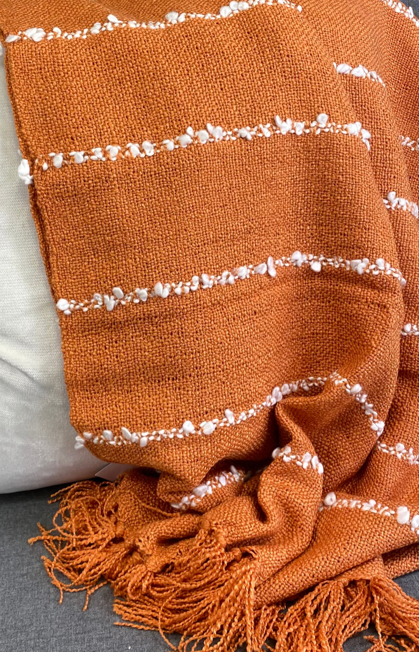 Luxury Throw – 50" × 60" – Striped Rust Throw