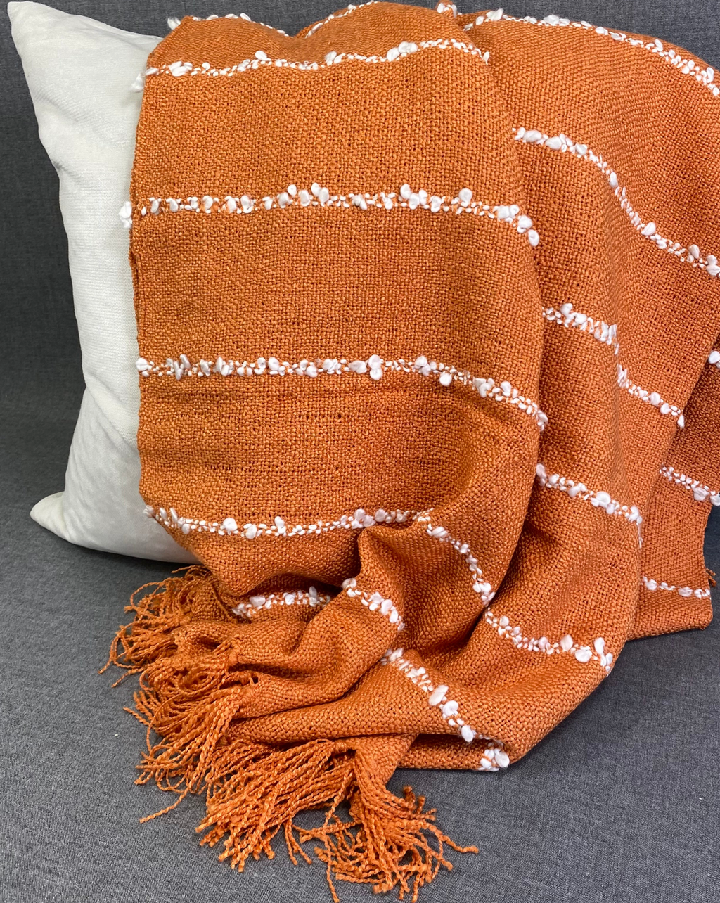 Luxury Throw – 50" × 60" – Striped Rust Throw