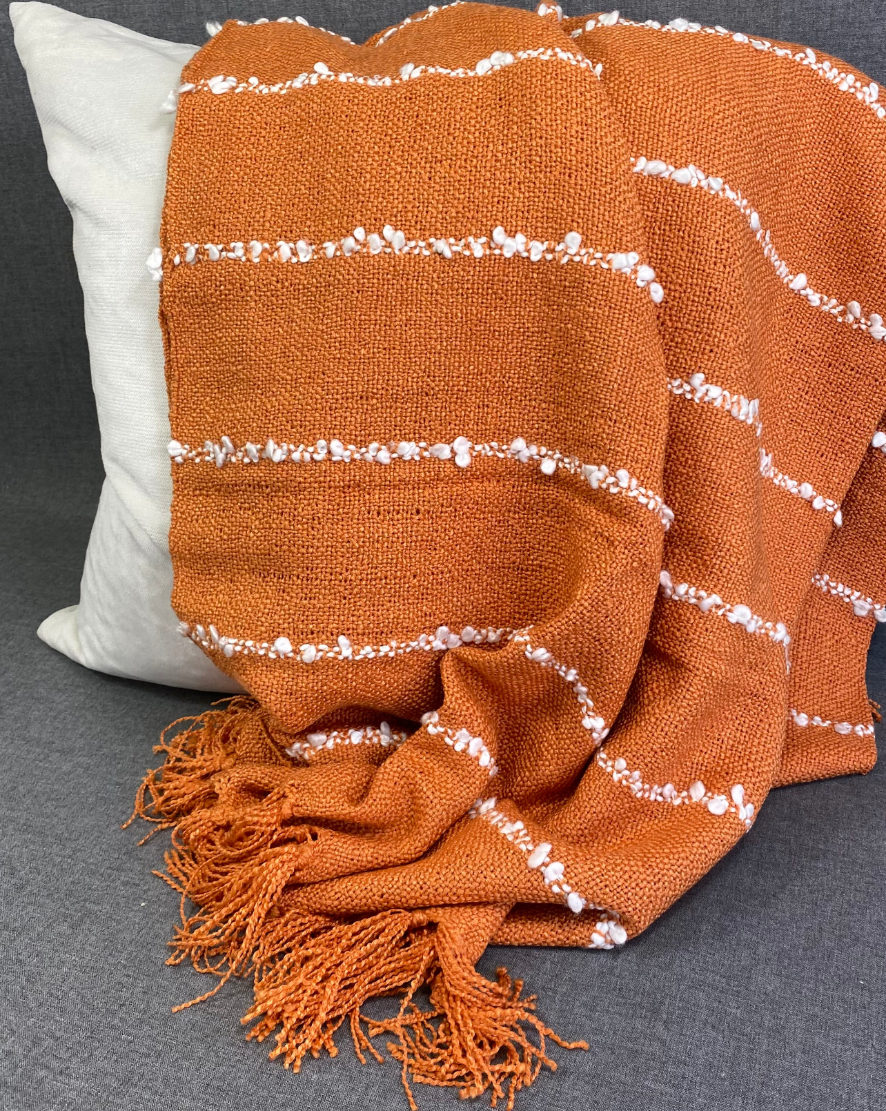 Luxury Throw – 50" × 60" – Striped Rust Throw