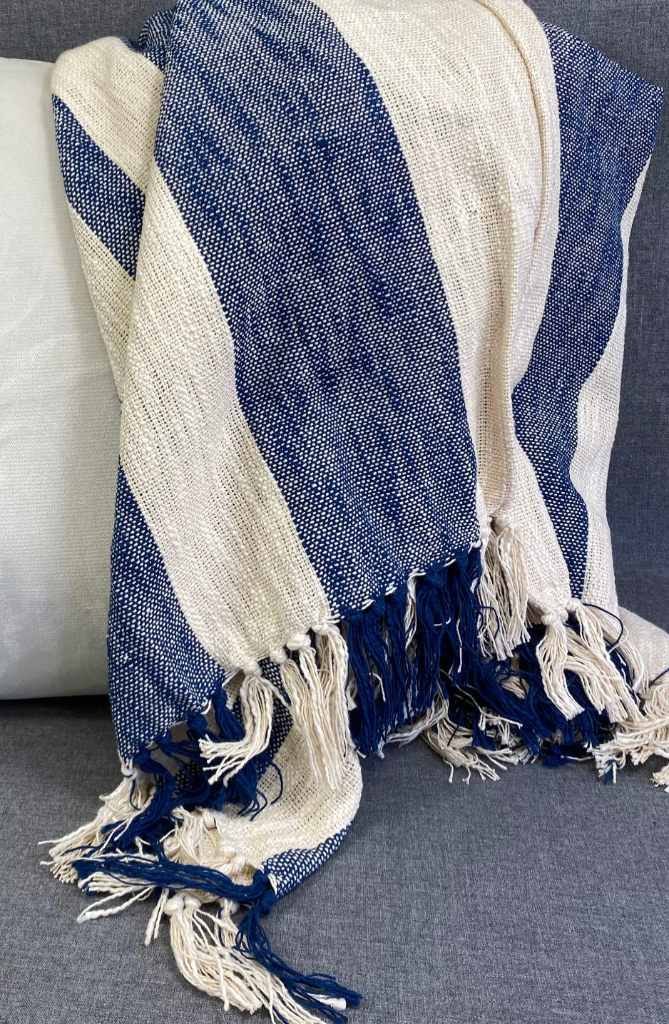 Luxury Throw – 50" × 60" – Striped Navy Blue Throw