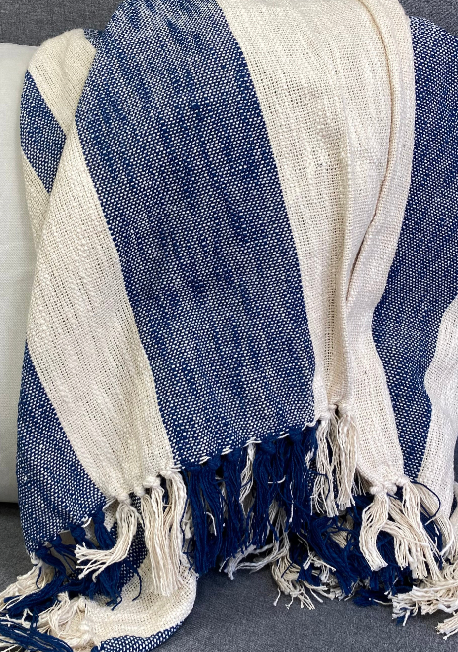 Luxury Throw – 50" × 60" – Striped Navy Blue Throw