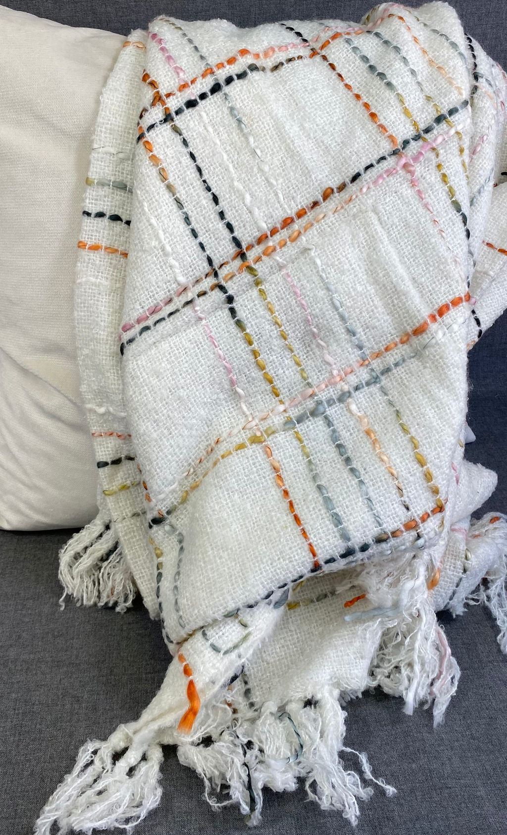 Luxury Throw – 50" × 60" – Crosshatch White Multi