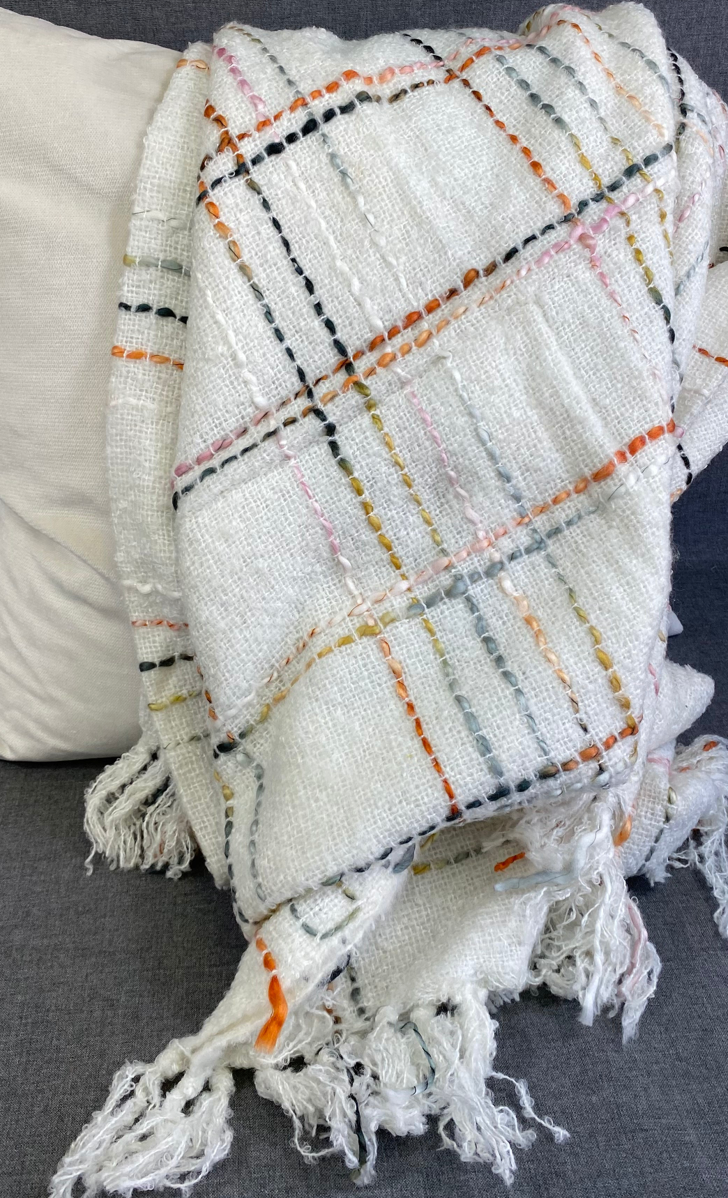 Luxury Throw – 50" × 60" – Crosshatch White Multi