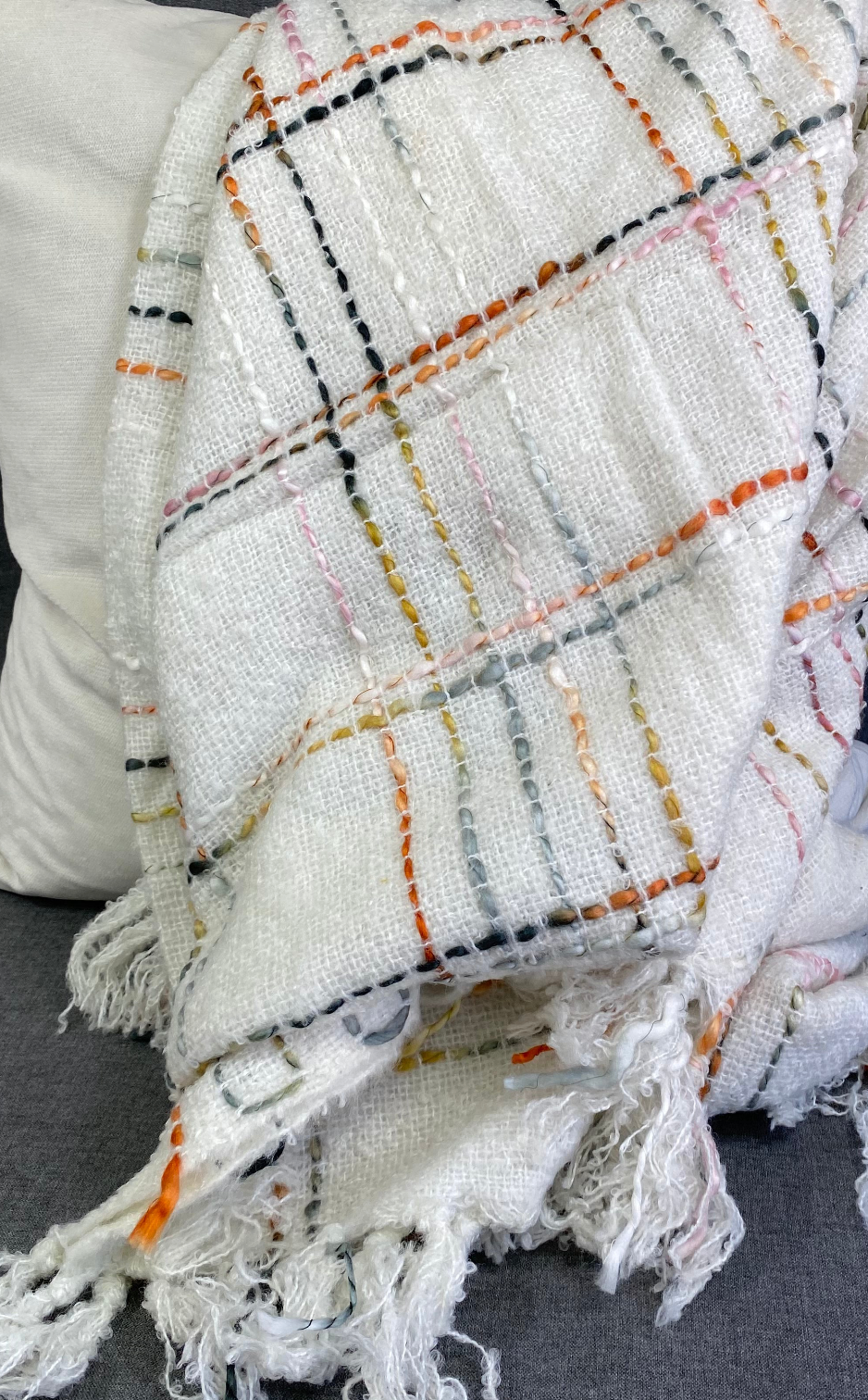 Luxury Throw – 50" × 60" – Crosshatch White Multi