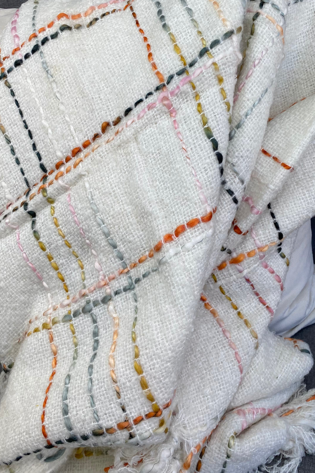 Luxury Throw – 50" × 60" – Crosshatch White Multi