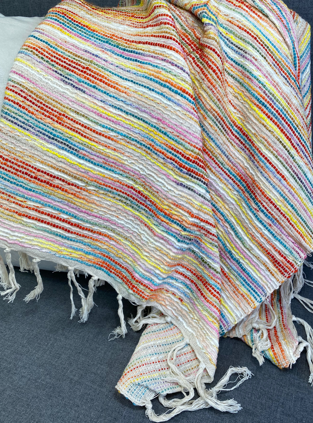 Luxury Throw – 50" × 60" – Radiant Rainbow Stripe Multi