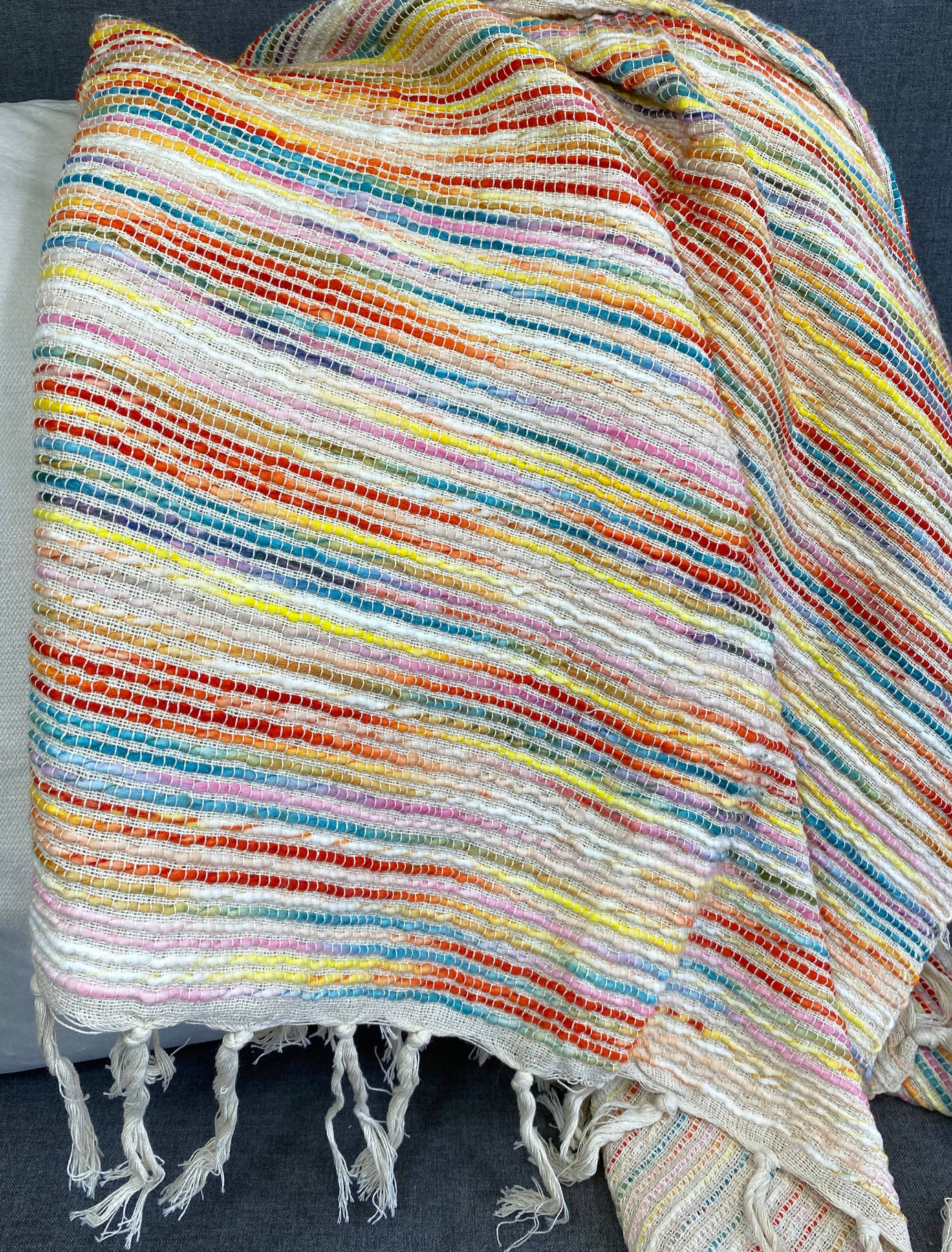 Luxury Throw – 50" × 60" – Radiant Rainbow Stripe Multi