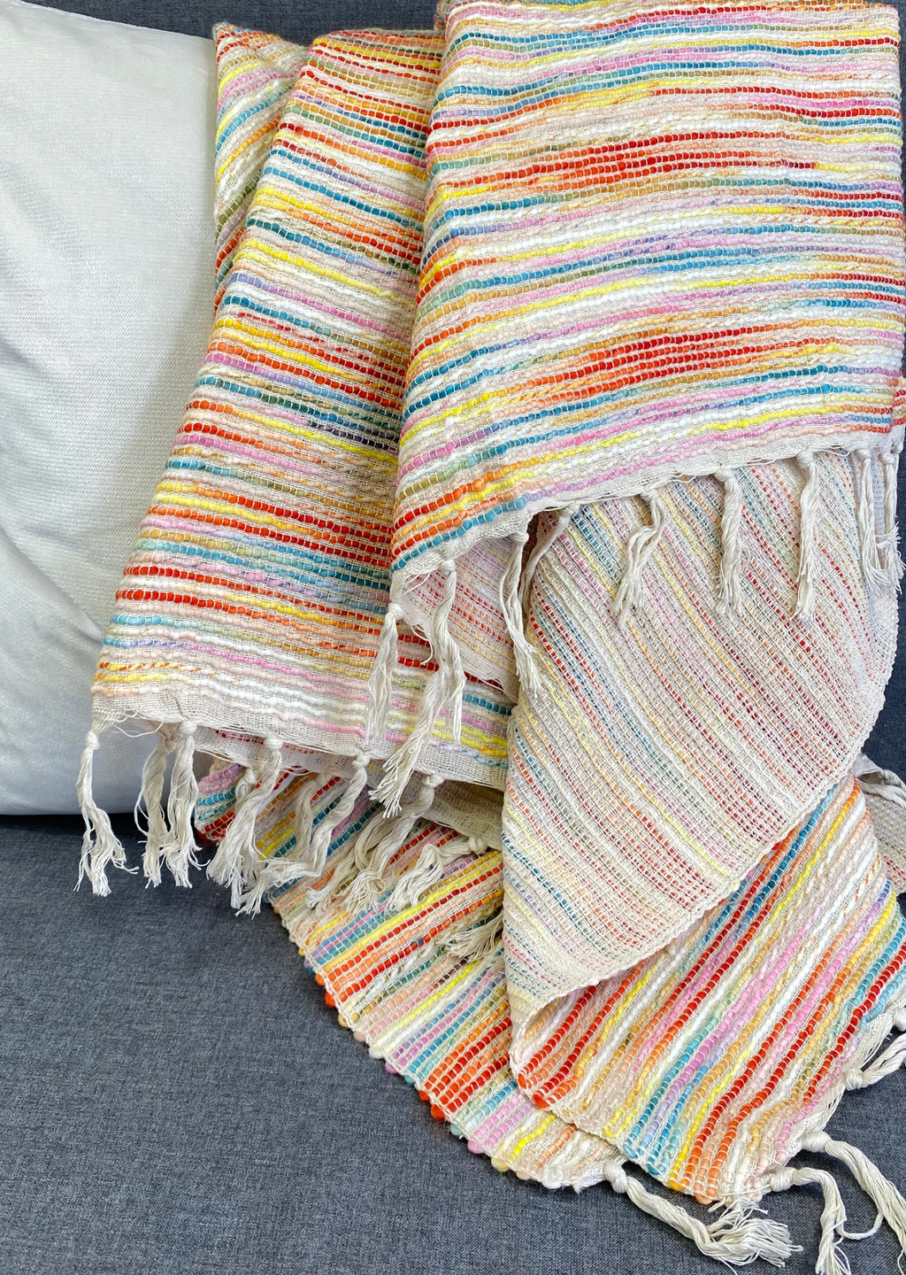 Luxury Throw – 50" × 60" – Radiant Rainbow Stripe Multi