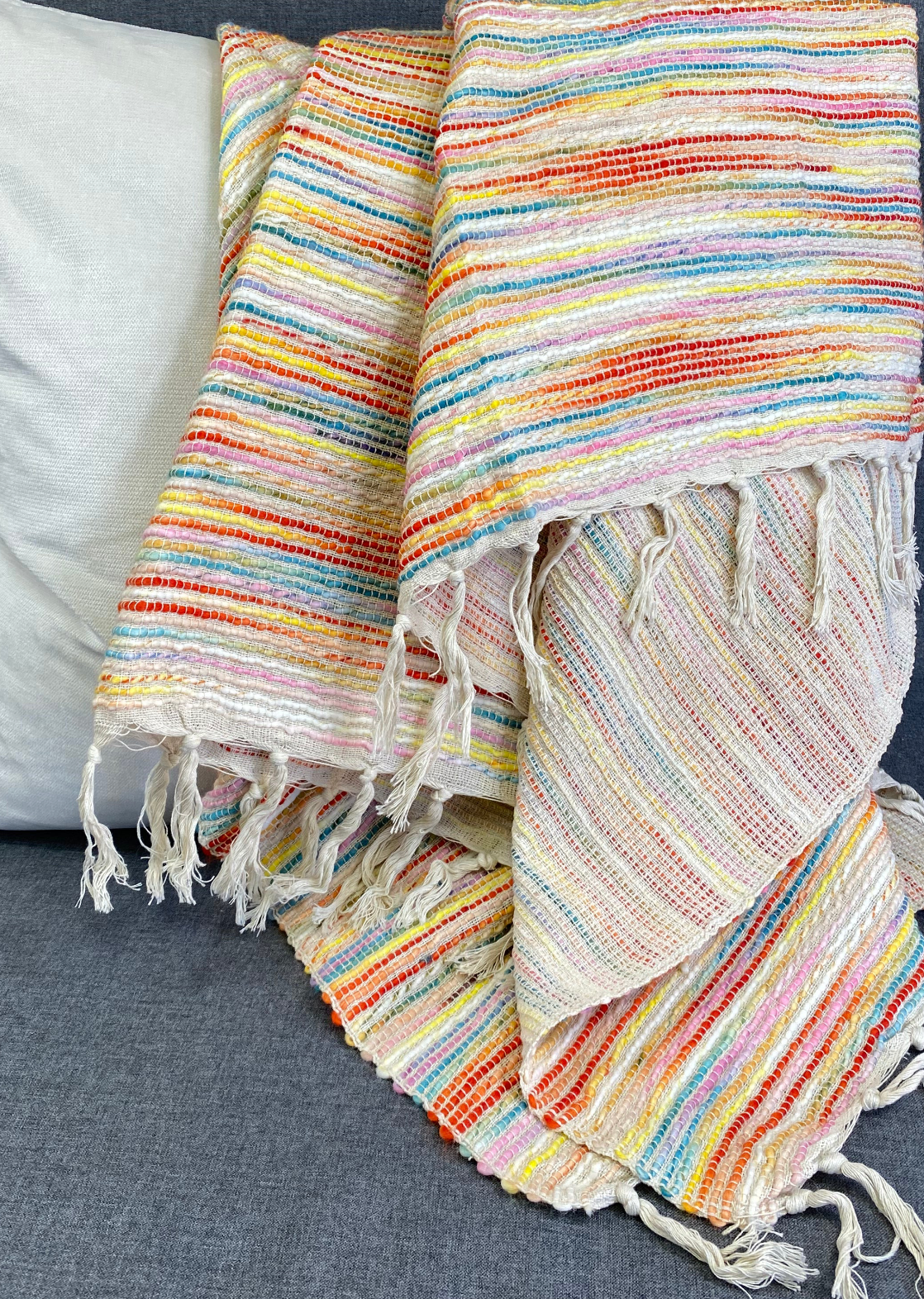 Luxury Throw – 50" × 60" – Radiant Rainbow Stripe Multi