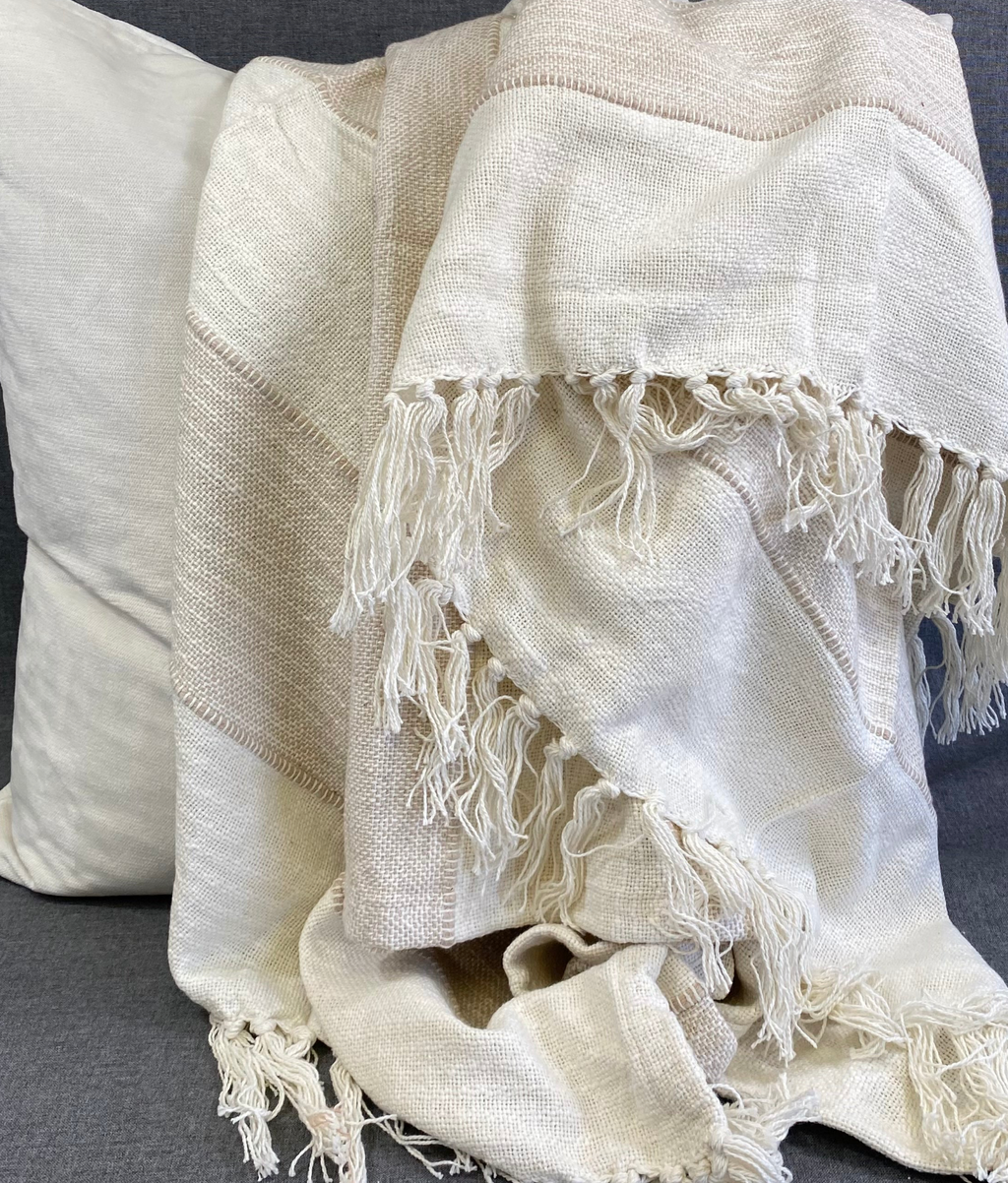 Luxury Throw – 50" × 60" – Woven Cream Tan