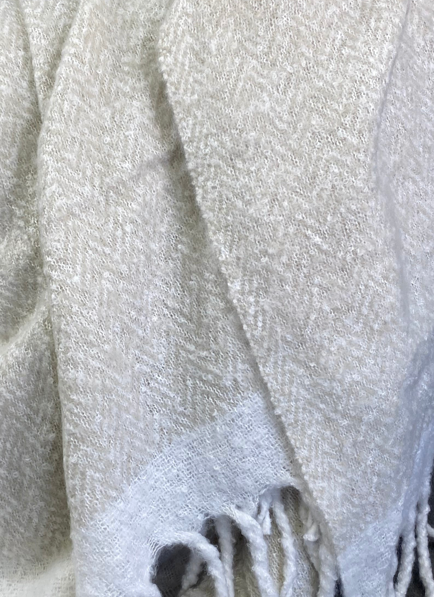 Luxury Throw – 50" × 60" – Faux Mohair Herringbone Grey