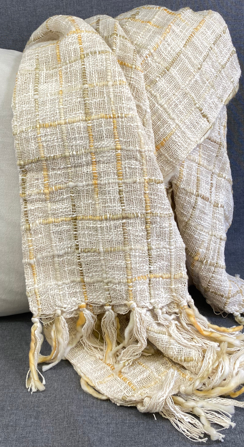 Luxury Throw – 50" × 60" – Cross Hatch Weave Wheat