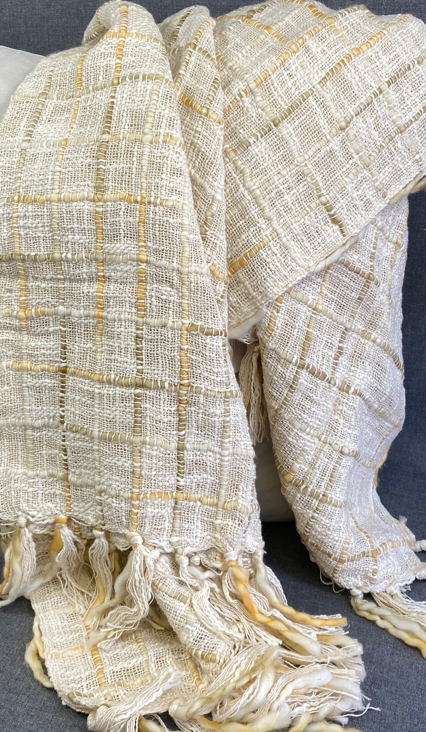 Luxury Throw – 50" × 60" – Cross Hatch Weave Wheat