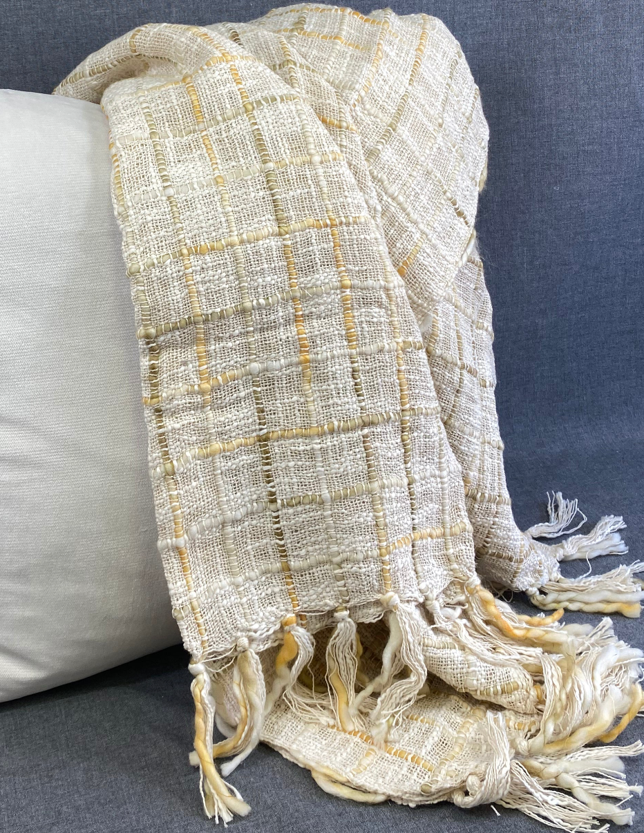 Luxury Throw – 50" × 60" – Cross Hatch Weave Wheat