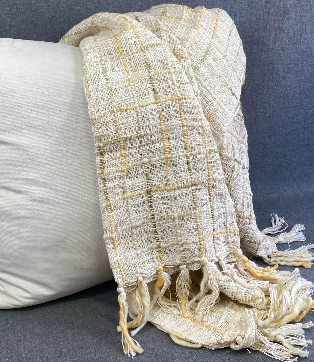 Luxury Throw – 50" × 60" – Cross Hatch Weave Wheat
