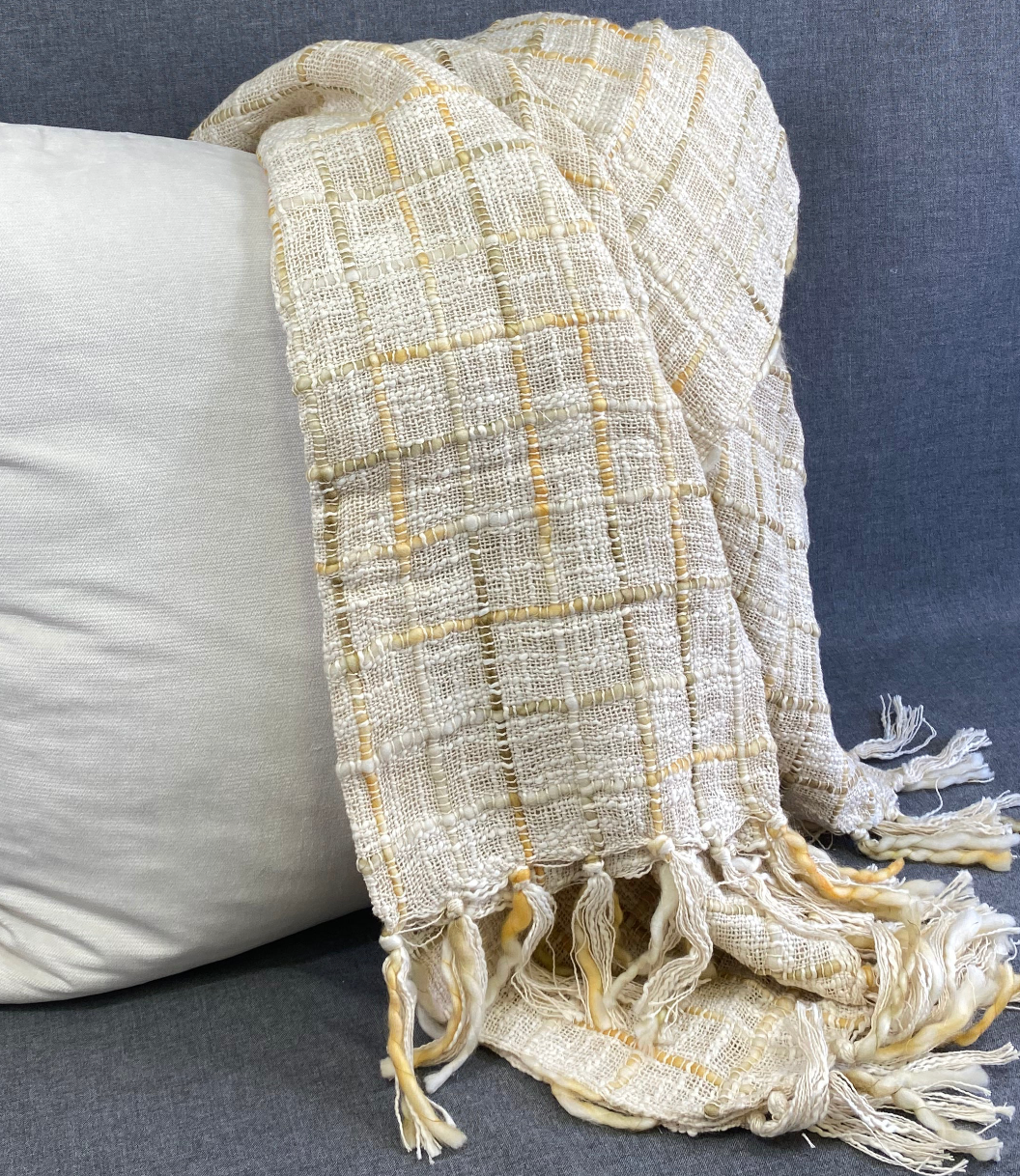 Luxury Throw – 50" × 60" – Cross Hatch Weave Wheat