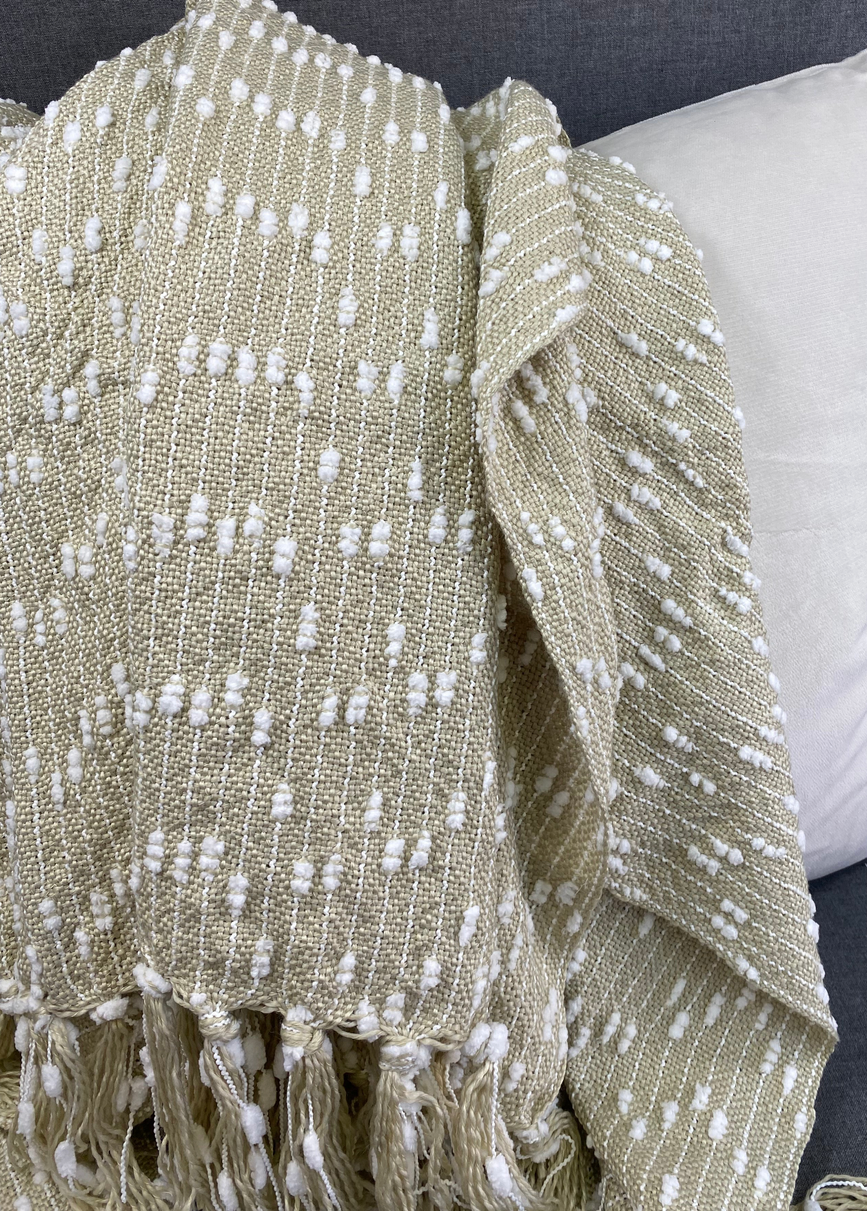 Luxury Throw – 50" × 60" – Petite PomPom Design Vanilla