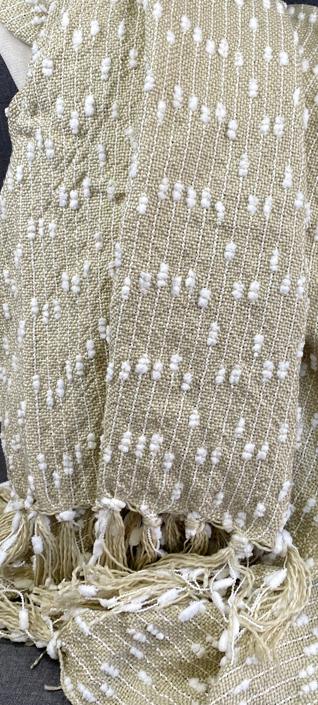 Luxury Throw – 50" × 60" – Petite PomPom Design Vanilla