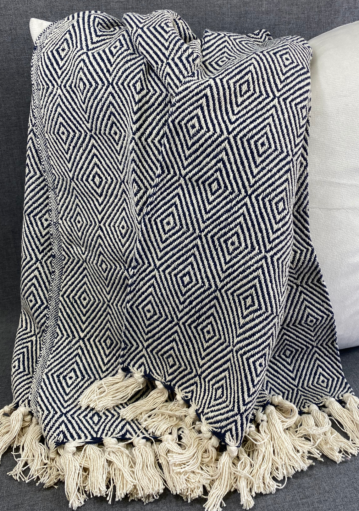 Luxury Throw – 50" × 60" – Soft Diamond Weave Navy Blue