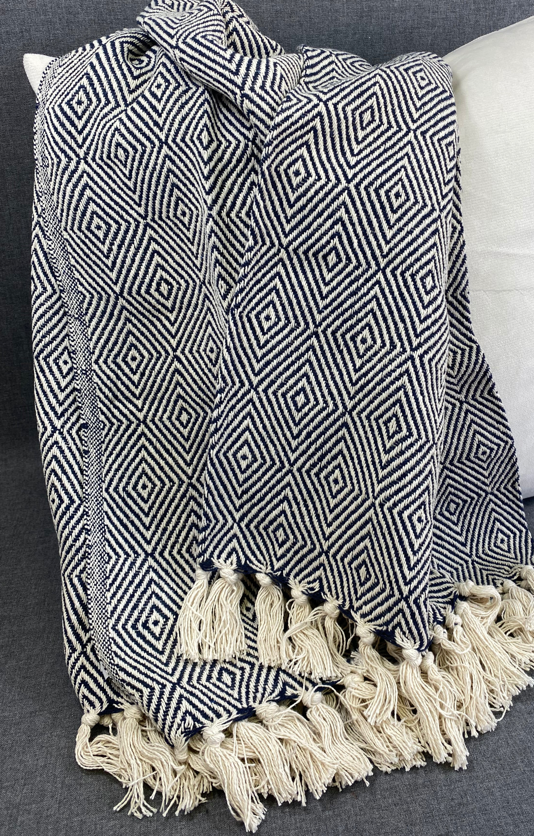 Luxury Throw – 50" × 60" – Soft Diamond Weave Navy Blue