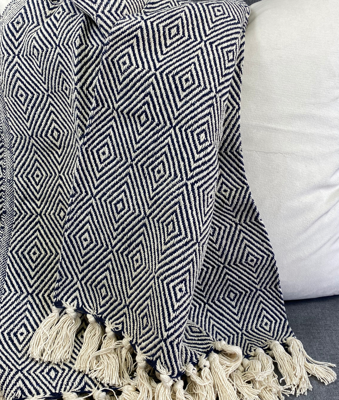 Luxury Throw – 50" × 60" – Soft Diamond Weave Navy Blue