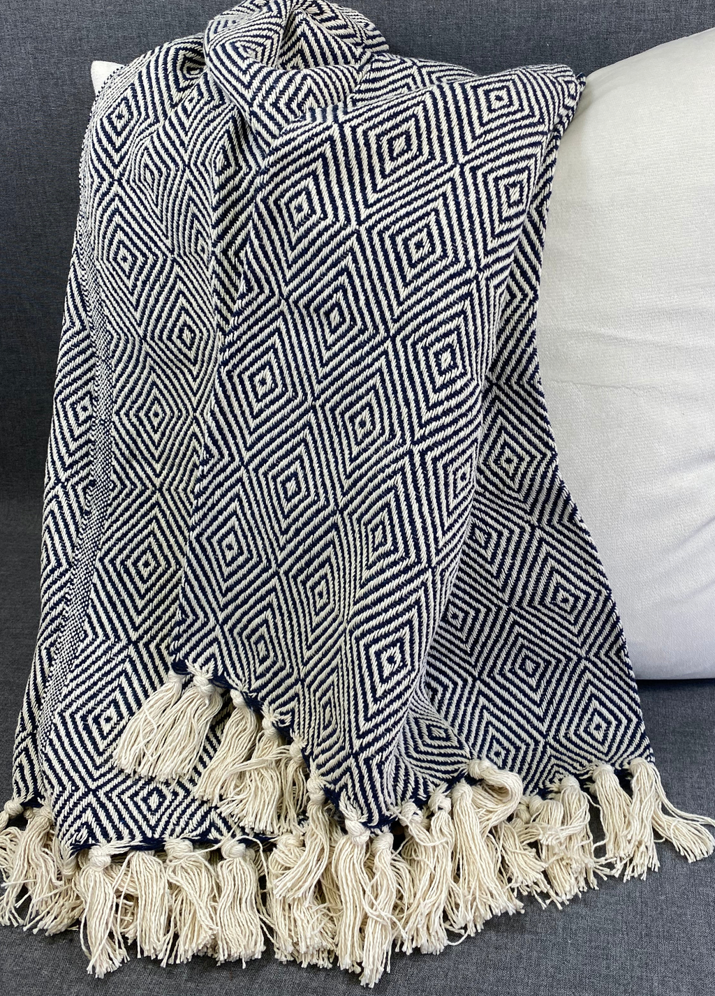 Luxury Throw – 50" × 60" – Soft Diamond Weave Navy Blue