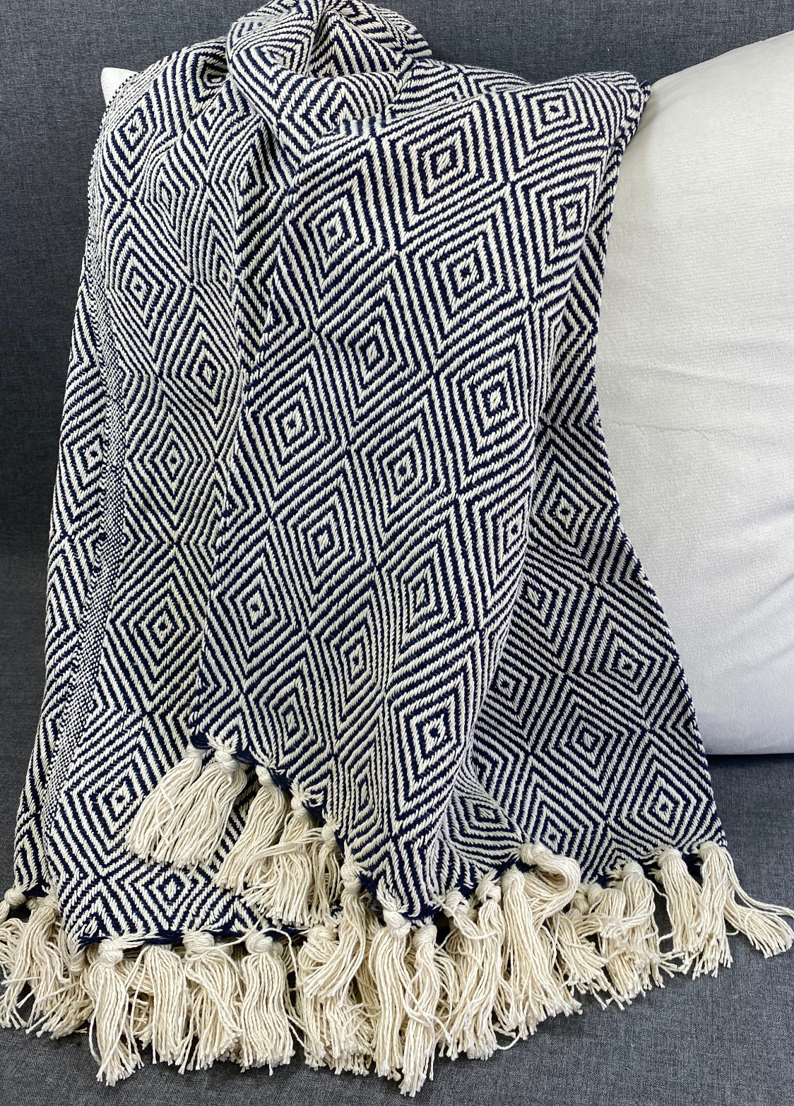 Luxury Throw – 50" × 60" – Soft Diamond Weave Navy Blue
