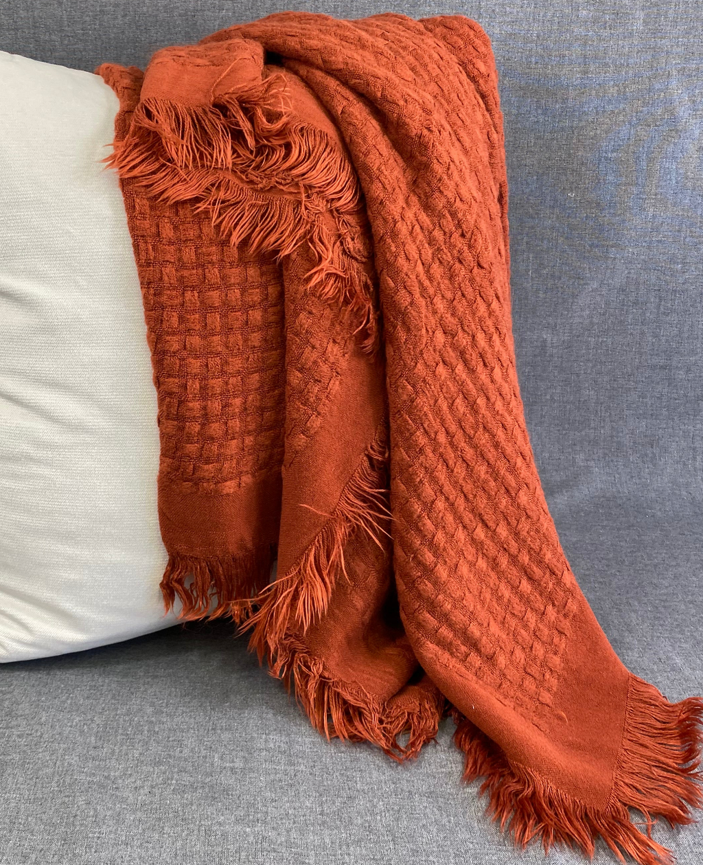 Luxury Throw – 50" × 60" – Waffle Weave Rust