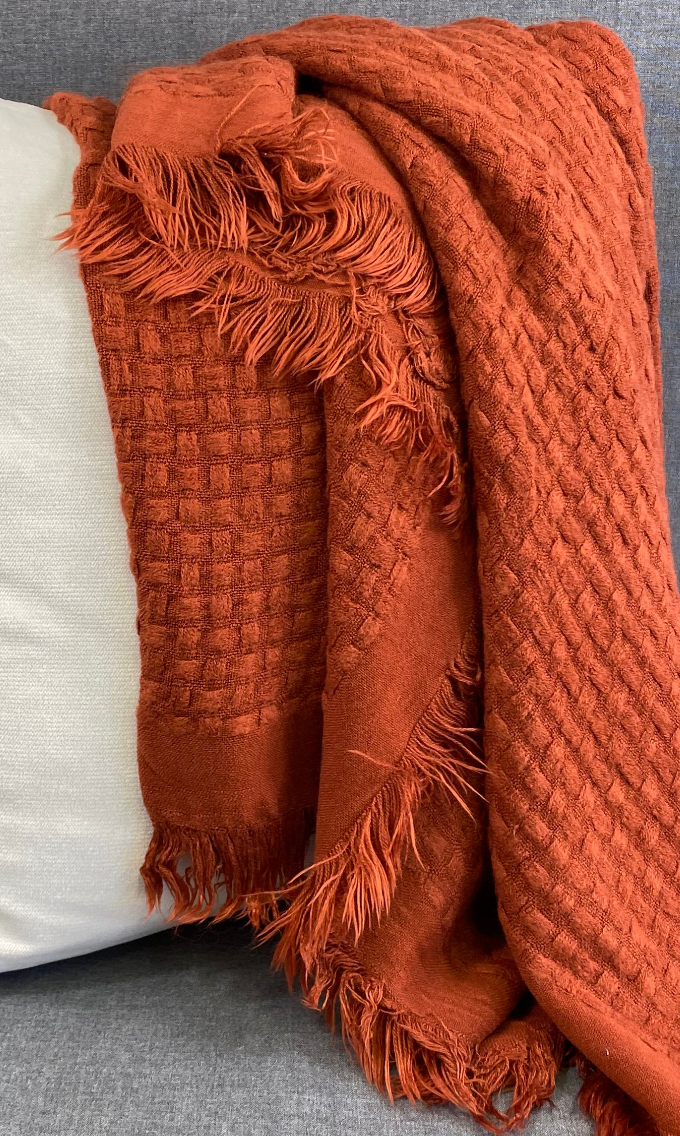 Luxury Throw – 50" × 60" – Waffle Weave Rust