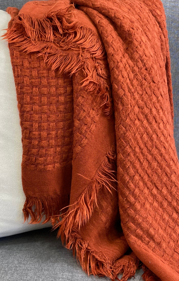 Luxury Throw – 50" × 60" – Waffle Weave Rust